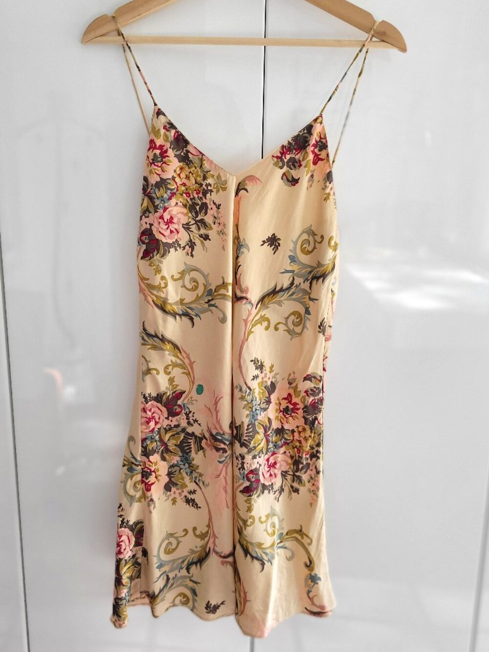 Vintage 80s Victoria's Secret Gold Label 100% Silk Slip Dress Floral Size M
